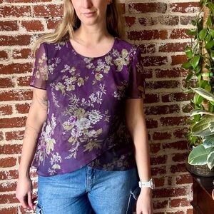 90s Vintage R&M Richard’s dark purple moody floral blouse
